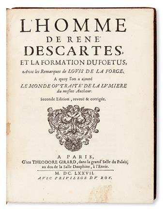 MEDICINE  DESCARTES, RENÉ.  LHomme . . . et la Formation du Foetus.  1677